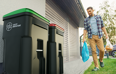 Man taking out recycling